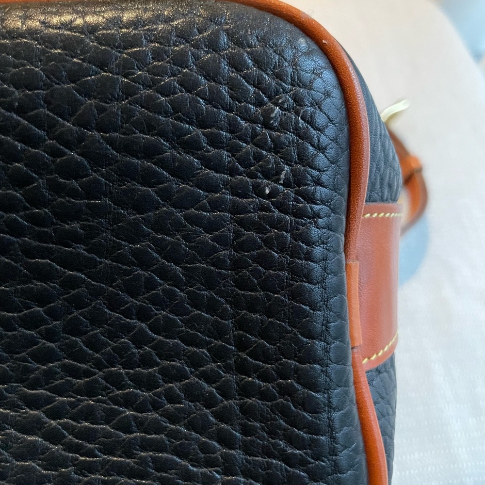 Vintage Dooney and Bourke Pebbled Leather Bucket Bag with brass accents - Picture 12 of 16